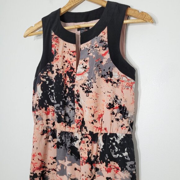 💕Chic by Jacob | Coral & Grays Floral Sleeveless Sheath Dress Notch Neck Lined - Picture 2 of 11